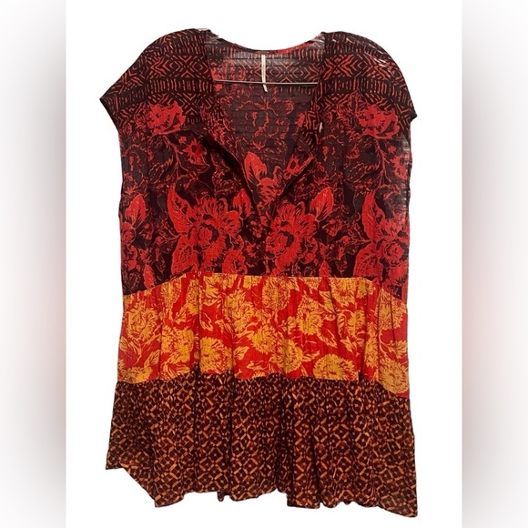 Free People gotta have you tunic top tiered red boho oversized - Picture 4 of 11